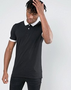 Черная футболка-поло с короткими рукавами New Look - Черный