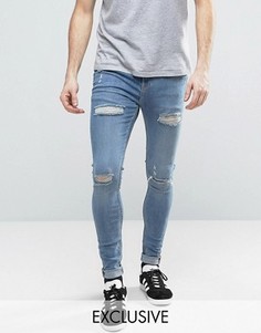 Обтягивающие джинсы скинни с потертостями Brooklyn Supply Co - Синий