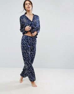 Атласный пижамный комплект со звездным принтом ASOS - Мульти