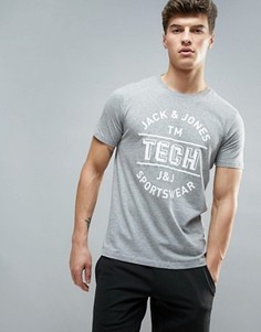 Футболка с логотипом Jack & Jones Tech - Серый