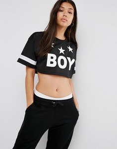 Кроп-топ со звездами Boy London - Черный