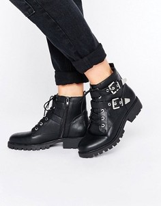 Ботинки в байкерском стиле с металлической отделкой London Rebel - Черный