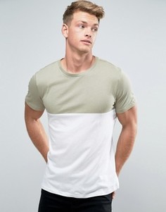 Светло-зеленая футболка в стиле колор блок New Look - Зеленый