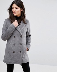 Приталенное двубортное пальто Blend She Momo Ja - Серый