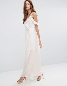 Платье макси с открытыми плечами и оборками Vero Moda - Белый
