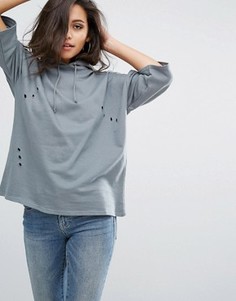 Рваное худи PrettyLittleThing - Серый
