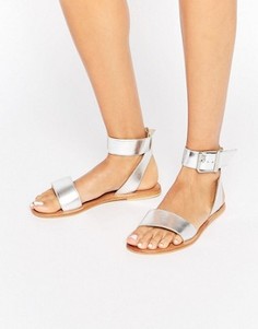Кожаные сандалии ASOS FLEEK - Серебряный