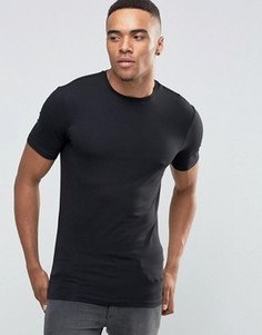Черная обтягивающая футболка New Look - Черный