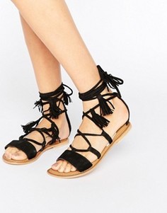 Кожаные сандалии с завязками ASOS FICUS - Черный