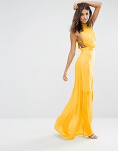 Платье макси с открытой спиной и высоким воротом Missguided Exclusive - Желтый