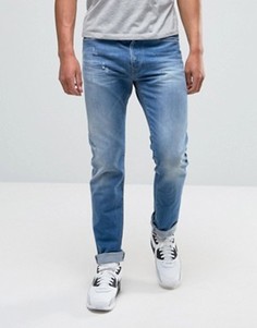 Узкие джинсы стретч в винтажном стиле Replay Anbass - Синий