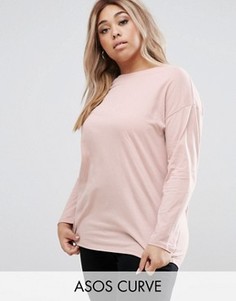 Oversize-футболка с длинными рукавами ASOS CURVE Ultimate - Розовый