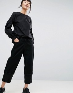 Черные джинсы бойфренда с контрастной отделкой из органзы ASOS WHITE - Черный
