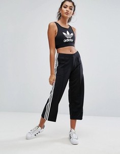 Черные широкие брюки с тремя полосками adidas Originals - Черный