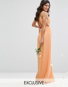 Платье макси с плиссировкой и отделкой сзади TFNC WEDDING - Оранжевый