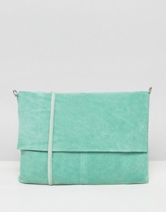 Кожаная сумка без подкладки со съемным ремешком через плечо ASOS - Зеленый