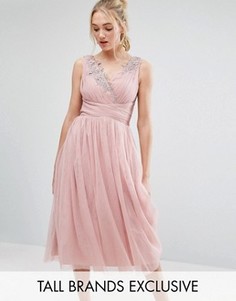 Тюлевое платье миди для выпускного Little Mistress Tall - Розовый