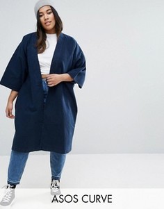 Джинсовое кимоно с разрезами на рукавах ASOS CURVE - Синий