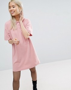 Цельнокройное короткое платье-поло из ткани пике ASOS - Розовый