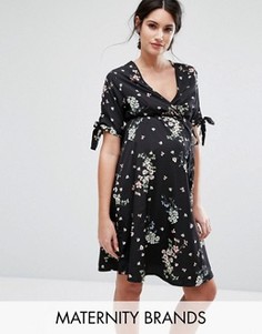 Платье с цветочным принтом для беременных New Look Maternity - Черный