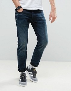 Темные узкие джинсы с потертостями G-Star 3301 - Синий