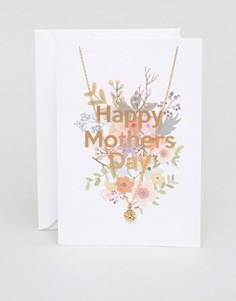 Ожерелье с открыткой Orelia Happy Mothers Day - Золотой