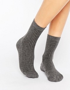 Однотонные носки в рубчик ASOS - Серый