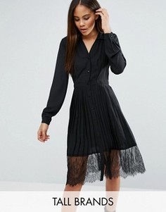 Платье-рубашка плиссе с кружевом Vero Moda Tall - Черный