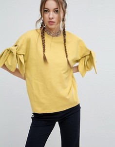 Свитшот с узелками на рукавах ASOS - Желтый