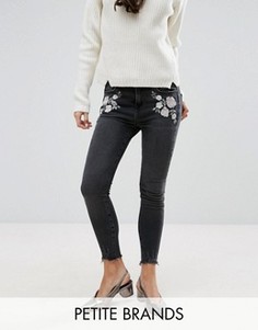 Зауженные джинсы с вышивкой New Look Petite - Серый