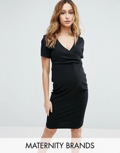 Платье с запахом и короткими рукавами New Look Maternity - Черный