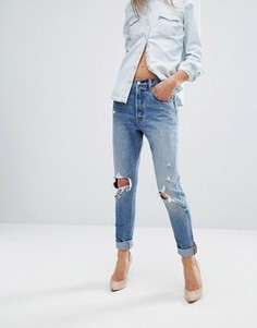 Джинсы скинни с рваными коленями Levis 501 - Синий