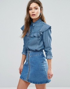 Рубашка с оборками New Look - Синий