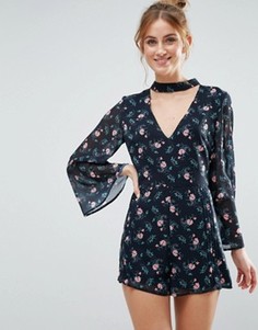 Ромпер с V-образным вырезом The English Factory - Темно-синий