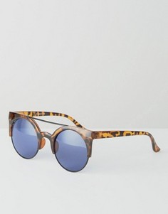 Круглые солнцезащитные очки в черепаховой оправе 7X - Коричневый