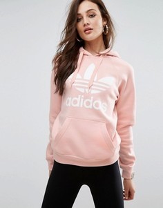 Розовый худи бойфренда с логотипом adidas Originals - Розовый
