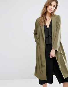 Легкое пальто с поясом Miss Selfridge - Зеленый