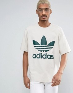 Бежевая свободная футболка с логотипом-трилистником adidas Originals AC BK7172 - Бежевый