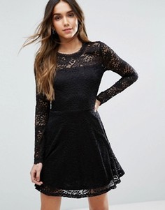 Кружевное платье с длинными рукавами Vero Moda - Черный