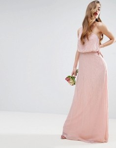 Декорированное платье макси на одно плечо ASOS WEDDING - Бежевый