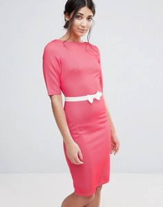 Фактурное облегающее платье с бантом на талии Paper Dolls - Розовый