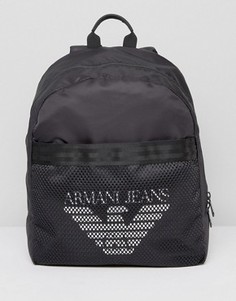 Черный рюкзак с сетчатой отделкой и логотипом Armani Jeans - Черный