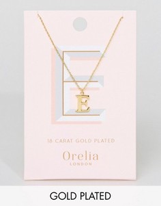 Позолоченное ожерелье с подвеской в виде буквы Е Orelia - Золотой