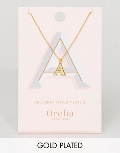 Позолоченное ожерелье с подвеской в виде буквы А Orelia - Золотой