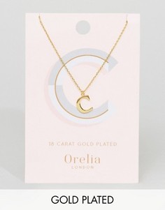 Позолоченное ожерелье с подвеской в виде буквы С Orelia - Золотой