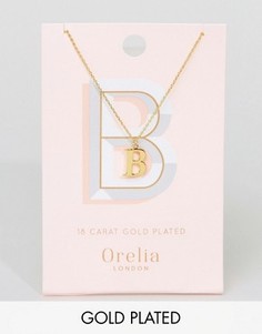 Позолоченное ожерелье с подвеской в виде буквы В Orelia - Золотой