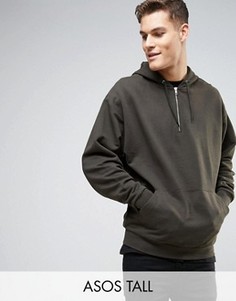 Oversize-худи цвета хаки с короткой молнией ASOS TALL - Зеленый