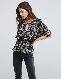 Блузка с цветочным принтом Fashion Union - Черный