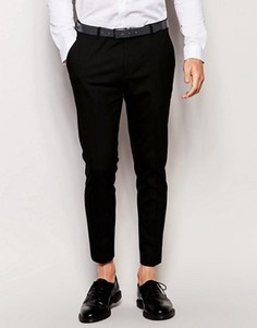 Черные укороченные супероблегающие строгие брюки ASOS - Черный