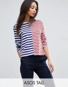 Свободная футболка с контрастными полосками ASOS TALL - Мульти